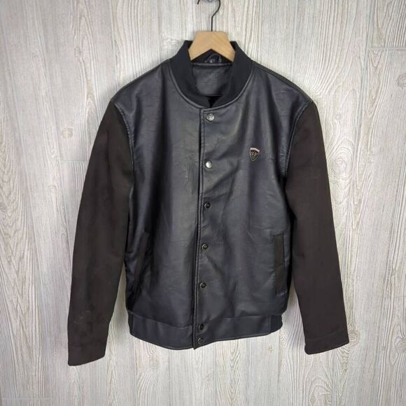 Superlative Fashion SF Italian Partial Leather Bomber Jacket Streetwear Men’s L - Picture 1 of 9